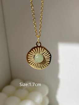 Daisy Natural Stone Hollow Eyes Pendant Water Drop Gold Color Chain Necklace for Women Stainless Steel Jewelry HangZhi 2022 New