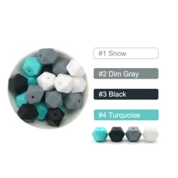 LOFCA Mini Hexagon 20pcs Silicone Beads 14mm Chewing Beads Charm Baby Teether Newburn Teething Necklace Pacifier Clip