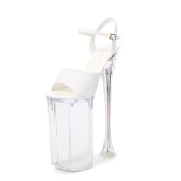 SDTRFT Glowing Crystal Sandals Women Summer Transparent Platform 26cm Thin High Heels Model Catwalk Pole Dance Shoes Big Size