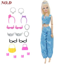 14 Pcs / Lot = 1x Fairy Tale Doll Dress + 13x Random Accessories Shoes Handbag Glasses Clothes for 11.5'' Doll Girl Baby Toys