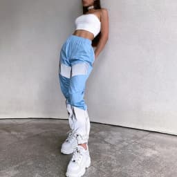 OMSJ Autumn Winter Loose Hight Waist Flash Reflective Patchwork Jogger Pants 2024 Women Neon Streetwear Outfits Cargo Trousers