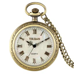 Bronze Retro Roman Numerals Display Quartz Pocket Watch Vintage Pendant Clock for Men Women Fob Sweater Chain / Hanging Chain