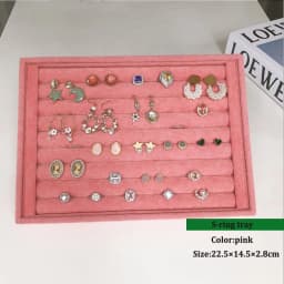 Pink Velvet B/M/S Necklace Earrings Storage Box Showcase Jewellery Stand Holder Ring Jewelry Display Organizer Case Tray Holder