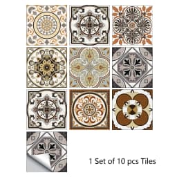 10/15/20cm Mandala Style Matte Surface Tile Sticker Peel & Stick Decoration Film For Tiles /Ground in Kitchen Wardrobe Wallpaper