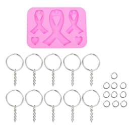 AIDS Cancer Awareness Bow Keychains Resin Mold Silicone Red Ribbon Bow Mold Tool