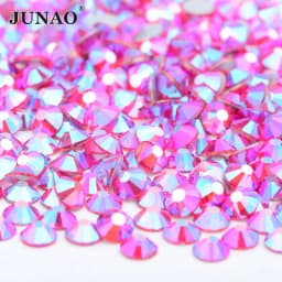 JUNAO 100 Gross Wholesale SS6 8 10 12 16 20 30 AB Glass Rhinestone Bulk Flatback Crystals Round Nail Strass Stone For DIY