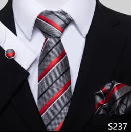 Newest Style Holiday Present 100% Silk Tie Pocket Squares Cufflink Set Necktie Men Dark Blue Wedding Accessories Office Cravat