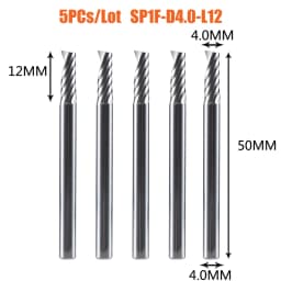 Dreanique 5pc/lot Single Flute Spiral End Mill CNC 3D Advertisement Engraving 1 Flute Bit for wood Acrylic Aluminum Plastics Cut