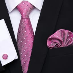 Hot Sale 7.5 cm Tie Pocket Squares Cufflink Set Necktie Pink Purple Hombre Printed Formal Clothing Accessories Fit Party
