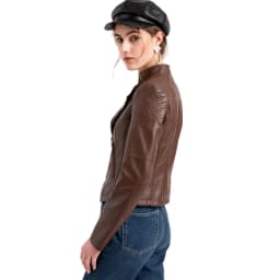 Short Brown Women's Purple Long Sleeve PU Coat, Fashion Motorcycle Women Leather Jacket, Autumn Black Lady's Jaqueta
