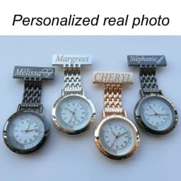 Personalized Your Name LOGO Engraved Pin Brooch Count Pluse Meter Dial Luminous Hand Doctor Clock Fob Nurse Pocket Watch