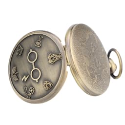 Retro Bronze Harajuku Clock Lightning Glasses Quartz Pocket Watch Necklace Flash Glasses Graphic Pendant Chain Art Antique Gifts