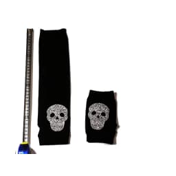 Women's Winter Warm Touch Screen Mitts Black Knit Half Finger Driving Gloves Punk Skull Rhinestone Short Hip-hop Gloves H82