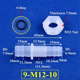 5~200pcs M12~M16 To 8~12mm PP Pagoda Direct Connector With Nut O-Ring Aquarium Tank Air Pump Adapter Irrigation Water Hose Joint