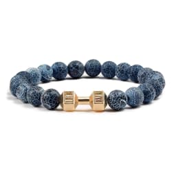 High Quality Men Beaded Bracelet Natural Black Lava Stone Dumbbell Charm Bracelets Energy Fitness Barbell Fashion Women Jewelry
