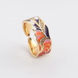 New Design Butterfly Flower Butterfly Enamel Adjustable Wide Band Rings For Women Vintage Open Ring Colorful Jewelry