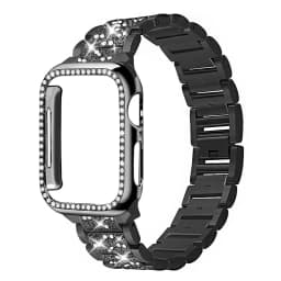 Case+Bling Strap for Apple Watch Band 40mm 44mm 41mm 45mm 38mm 42mm 40 mm Diamond Metal Bracelet iWatch Series 9 8 3 6 se 7 Band