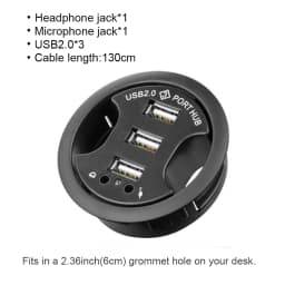 USB HUB Mount In Desk HUBs USB 3.0/2.0 HUB With SD/TF Card Reader External Stereo Sound Type C Port For PC/Tablet USB Splitter