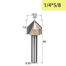 Tideway 90 Degrees V-type Woodworking Milling Cutter Carbide CNC Router Bit V Groove for Wood MDF Cutting Slotting Engraving