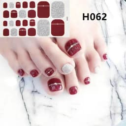 22Tips/Sheet Nail Sticker Adhesive Toenail Art Polish Tips French Glitter Sequins Nail Wraps Strips Easy Toenail Sticker