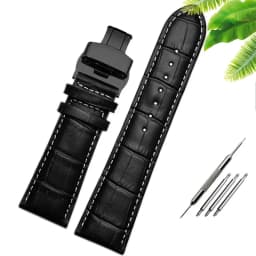 23mm 24mm 26mm 28mm big width-black brownButterfly clasp Mens Alligator Genuine Leather Watch-Strap Band bracelets free shipping