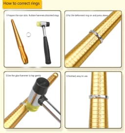 10 Styles Measuring Stick Ring Metal Enlarger Stick Mandrel Handle Hammers Ring Sizer Finger For Jewelry Making Measuring Tools