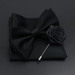 Mens Wedding Bow Tie Brooch Set Romantic Solid Color Silk Polyester Jacquard Woven Bowtie Lapel Pin Hanky Men Gifts Accessories