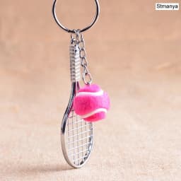 Tennis Racket Keychain - Cute Sport Mini Keychain car 6 color Pendant Keyring Sports Key Chain Who love sports Gifts 17248