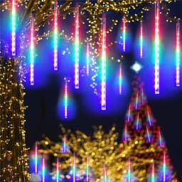 Meteor Shower Garden String Lights 50cm 8 Tubes Outdoor Raindrop Icicle Curtain Christmas Fairy Lights Wedding Party Tree Decor