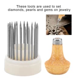 23pcs Beading Grain Tools Graver Beader with Wood Handle for Goldsmith Diamond Stone Beards Setting Tool Jeweler Jewelry Tools