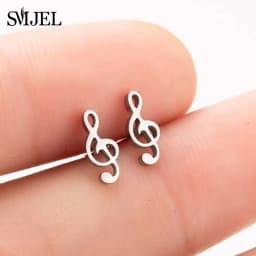 Multiple Black Stainless Steel Stud Earrings for Women Men Simple Volleyball Music Leaf Star Geometric Earings Jewelry Punk Gift