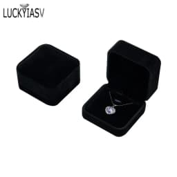 1 PC High Quality Storage Presentation Necklace Pendant Jewelry Box Velvet Case Earrings Plastic Display Box 12 Colors