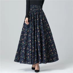 Female Cotton Linen Autumn Vintage Plus Size a-line High Waist National Fashion Big Flower Maxi Ladies Skirts for Womens