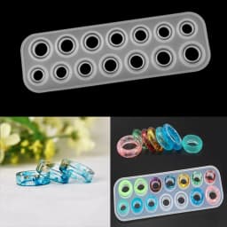 14 Holes Sizes Flat Rings Mold Collection Handmade DIY Making Pendant Ring Jewelry Silicone Mold Crystal Epoxy Mould Epoxy Resin