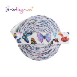 BRISTLEGRASS 2 5 10 Yard 5/8" 15mm Cherry Print Foldover Elastic FOE Spandex Satin Band Tape Hair Tie Headband Dress Sewing Trim