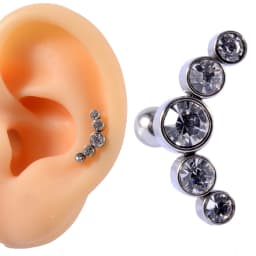 1PC Surgical Steel Five Opal Ear Tragus Cartilage Stud Helix Piercing Earrings Crystal Ear Lobe Piercing Barbell Jewelry