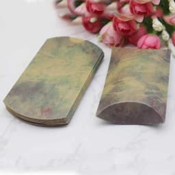 12/50pcs Beautiful Flower Pattern Pillow Shape Paper & Kraft Wedding Candy & Birthday Gift Storage Box Size 20X55X80mm