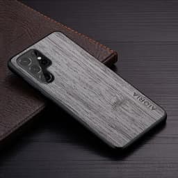 Case for Samsung Galaxy S24 S25 S22 S23 Ultra Plus Edge FE Coque Bamboo Wood Pattern Leather Cover Funda for Samsung S24 Case