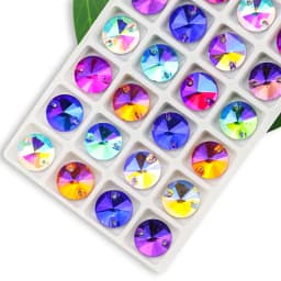 3200 Color AB Sew On Rivoli Rhinestone Round Beads Glass Crystal FlatBack Sewing Stone For Wedding Dress DIY Fix Cloth