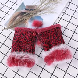 Female Rabbit Hair Wrist Gloves Fingerless Computer Typing Mittens Winter Women Suede Leather Warm Thick Cashmere Gloves G58