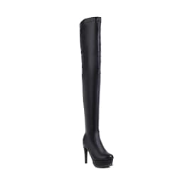 Super High Stiletto Heel Non-Slip Rubber Sole Microfiber Leather Boots Waterproof Platform Zipper Women's Over-The-Knee Boots
