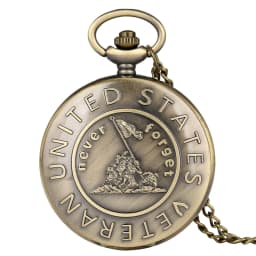 Retro Bronze Air Force Eagle Stars United State Quartz Antique Pendant Chain Pocket Watch Military Souvenir Gifts for Men Women