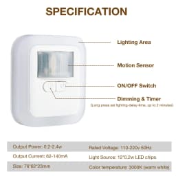 Dimmable LED Plug-in Night Lamp PIR Motion Sensor Bedside Lamp AC110-240V Indoor Wall Lamp With Switch For Stairs Toilet Room