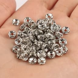 50pcs Brass Crystal Rhinestone Spacer Beads 4/6/8mm Gold Silver AB Color Rondelle Jewelry Makings Findings Bracelet Accessories