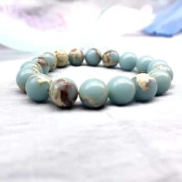 Natural Stone Light Blue Streche Pulserase Bijoux Bracelet Elastic Women Fashion Jewelry Round Loose Beads Created Charms