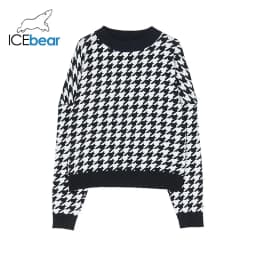 ICEbear Fall women's plaid sweater high-quality fashion women's clothing 2024 new BJ-5