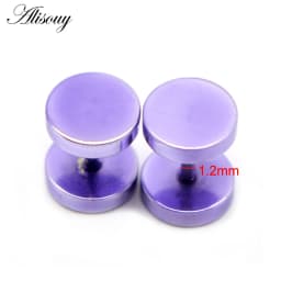 Alisouy 2pcs Gothic Stainless Steel Barbell Round Stud Earrings For Women Men Dumbbell Pierceing Earrings Punk Fashion Jewelry