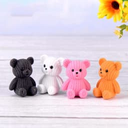 1Pcs Popular Plastic Teddy Bear Miniature Fairy Garden Easter Animal Figurines Party Gift Home Decoration Accessories