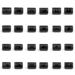 12 Zodiac Beads Charms Matte Black Onyx Constellation Beads Cylinder Pendant For DIY Making Jewelry Findings Bracelets Neckalces