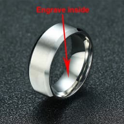 Vnox Personalize Stainless Steel Beveled Edge Brushed Center Ring for Men Women Black Wedding Band Custom Name Letter Date Ring
